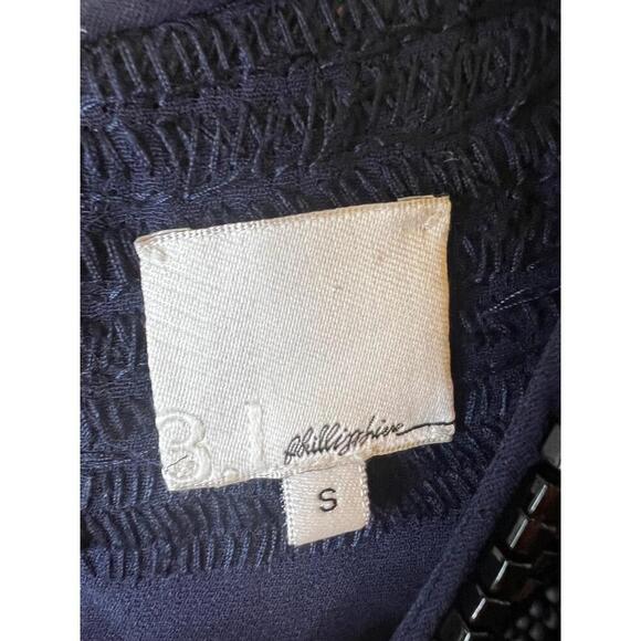 3.1 Phillip Lim Silk Navy Blue Beaded Collar Keyhole Back Sleeveless Blouse S - Picture 3 of 11